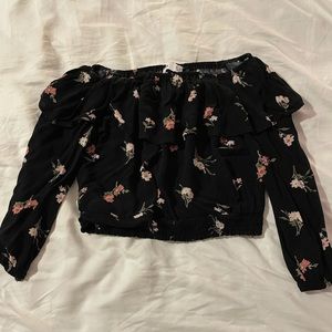 hollister floral off the shoulder top